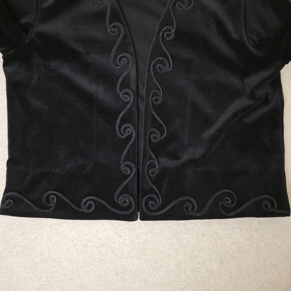 Vintage Choice By Butte Size 14 Velvet Velour Open Jacket Blazer USA Made Black - Picture 3 of 15